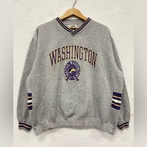Vintage 90s Lee Washington Huskies Heather Gray Sweatshirt, Fits XL